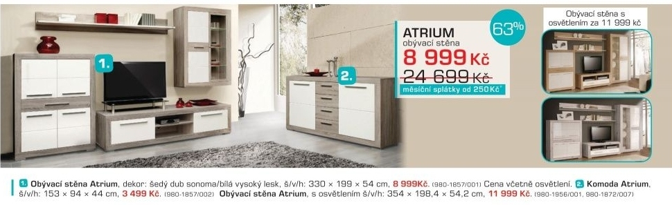 Atrium ATRM02B (šedá dub sonoma/bílá lesk)