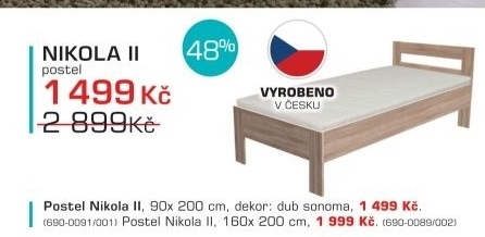 Nikola II - Postel 200x90 (dub sonoma 8197)