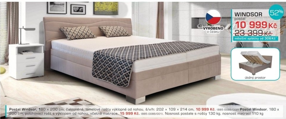 Windsor - 200x180, výklopné rošty (amore 25 beige)