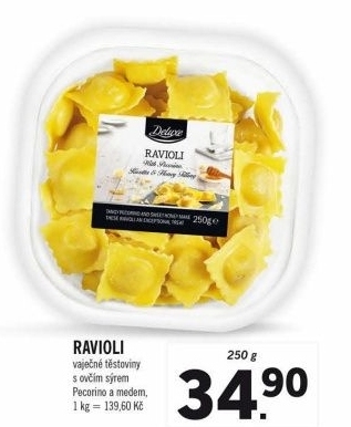 Těstoviny vaječné raviolli Deluxe