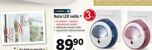 Noční LED světlo se senzorem Livarnolux