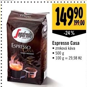 Zrnková káva Espresso Casa Segafredo
