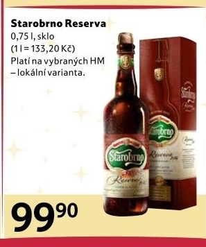 Pivo speciální polotmavé Reserva Starobrno - Tesco akcniletaky.com