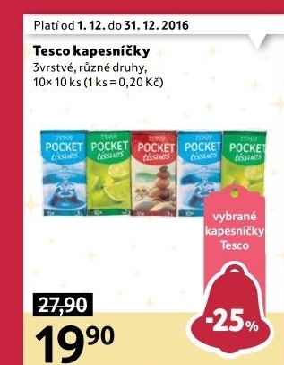 Papírové kapesníčky 3vrstvé Tesco