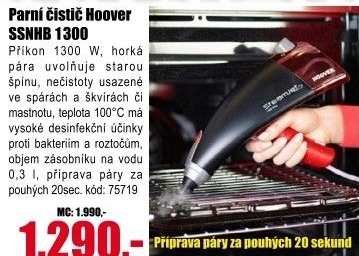 Parní čistič Hoover SSNHB 1300