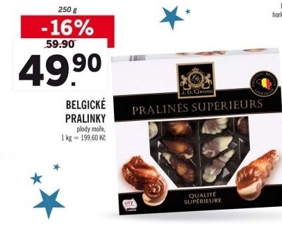 Bonboniéra Pralinky belgické mořské plody J.D.Gross - Lidl akcniletaky.com
