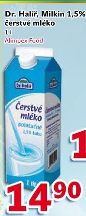 Mléko čerstvé Dr. Halíř - 1,5% polotučné