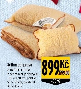 Sada přikrývka a polštář z ovčího rouna