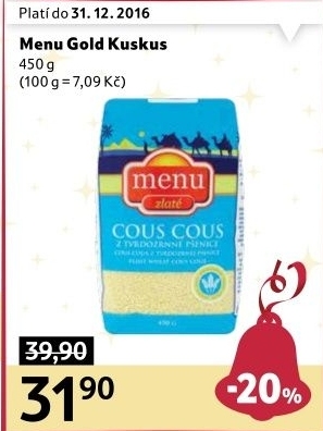 Kuskus Zlaté menu