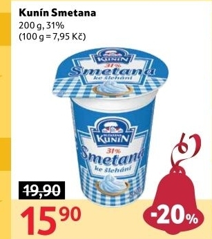 Smetana ke šlehání Kunín 31%