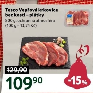 Vepřová krkovice bez kosti Tesco