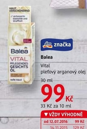 Olej pleťový arganový Vital Balea