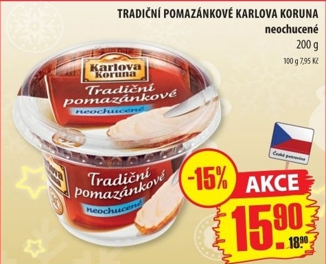 Tradiční pomazánkové neochucené Karlova koruna