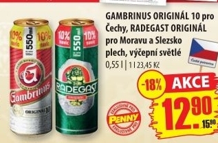 Pivo světlé výčepní Originál 10° Gambrinus