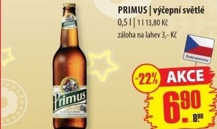 Pivo světlé výčepní 10° Primus