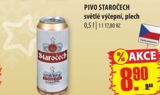 Pivo světlé výčepní 10° Staročech