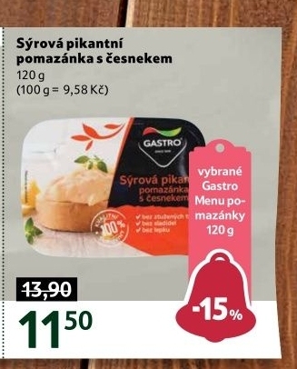 Pikantní sýrová pomazánka s česnekem Gastro
