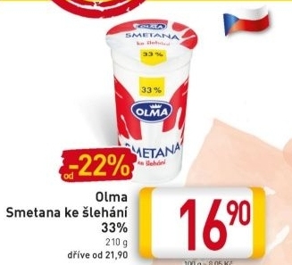 Smetana ke šlehání Olma 33%