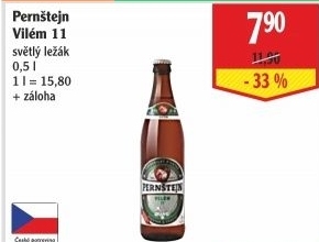 Pivo světlý ležák 11° Vilém Pernštejn