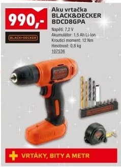 Aku vrtačka BDCD8GPA Black&