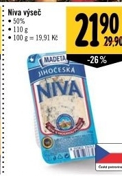 Sýr Niva Jihočeská 50% Madeta