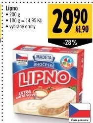 Tavený sýr Jihočeské Lipno Madeta