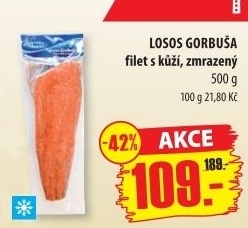 Losos Gorbuša filety mražený Nowaco