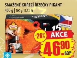 Řízečky kuřecí smažené mražené Pikant Vodňanské kuře