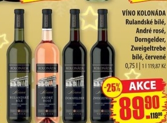 Víno Rulandské bílé Vinařství Kolonáda Valtice