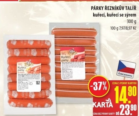 Párky kuřecí Řezníkův talíř