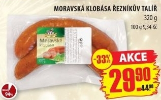 Moravská klobása Řezníkův talíř