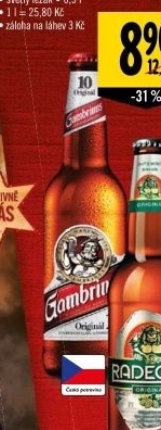 Pivo světlé výčepní Originál 10° Gambrinus