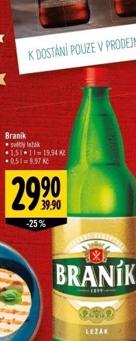 Pivo světlý ležák Braník