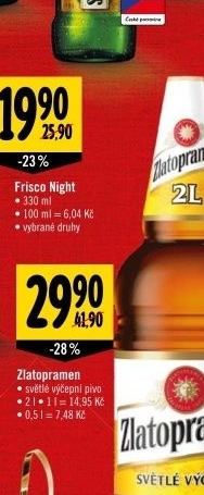 Pivo světlé výčepní Zlatopramen