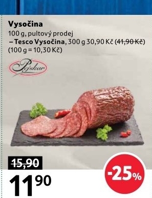 Salám Vysočina Tesco
