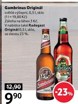 Pivo světlé výčepní Originál 10° Gambrinus