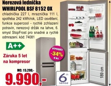 Kombinovaná chladnička Whirlpool BSF 8152 OX