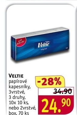Papírové kapesníčky 3vrstvé Veltie Kleenex