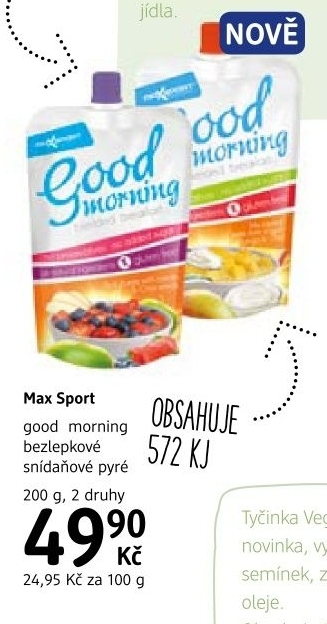 Snídaňové bezlepkové pyré Good Morning Max Sport