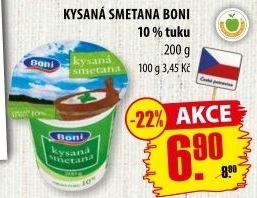 Smetana zakysaná Boni 10%