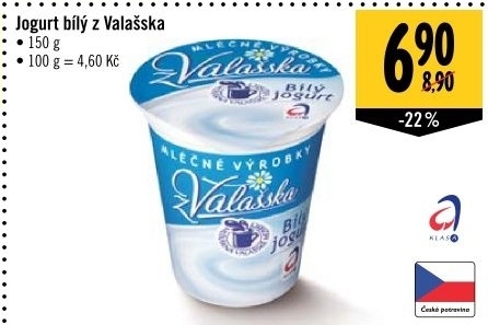 Bílý jogurt z Valašska Mlékárna Valašské Meziříčí