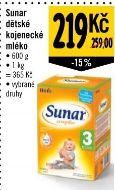 Kojenecké mléko Sunar Complex