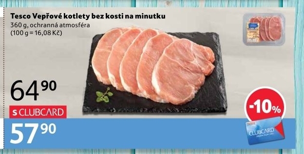 Kotleta vepřová bez kosti na minutku Tesco