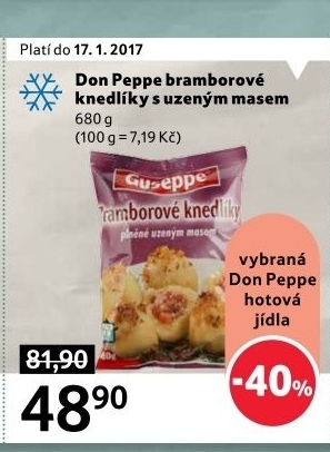 Knedlíky bramborové s uzeným masem mražené Don Peppe