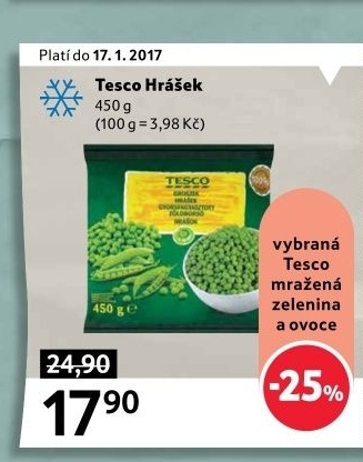 Hrášek mražený Tesco