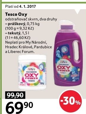 Odstraňovač skvrn práškový Oxy Tesco