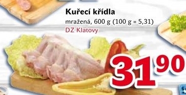 Kuřecí křídla mražená DZ Klatovy