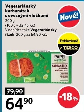 Vegetariánský karbanátek Vege Lahůdky Papei