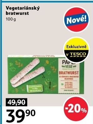 Vegetariánský bratwurst Vege Lahůdky Papei