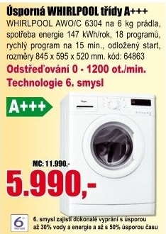 Pračka WHIRLPOOL AWO/C 6304